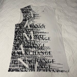 Armani Exchange Women's Y2KWhite and Black Graphic Logo Streetwear Tank Sz XS